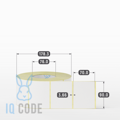 Термоэтикетка ЭКО 90х70, втулка 76 мм (к) (рядов 1 по 2000 шт)  IQ code	