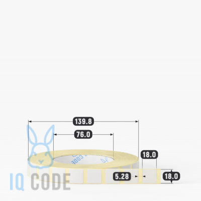 Термотрансферная этикетка 18х18 (рядов 1 по 4 000 шт) Полуглянец в рулоне, втулка 76 мм (к) IQ code