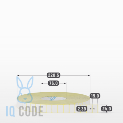 Термотрансферная этикетка 24х15 полуглянцевая, втулка 76 мм (к) (рядов 1 по 15000 шт)  IQ code	