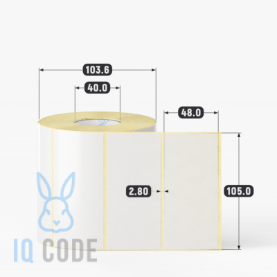 Термотрансферная этикетка 105х48 полуглянцевая, втулка 40 мм (к) (рядов 1 по 1000 шт)  IQ code	