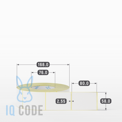 Термоэтикетка ЭКО 58х80, втулка 76 мм (к) (рядов 1 по 1500 шт)  IQ code	