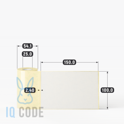 Термоэтикетка ЭКО 100х150, втулка 25 мм (к) (рядов 1 по 80 шт)  IQ code	