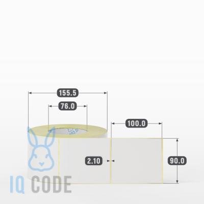 Термотрансферная этикетка 90х100 полуглянцевая, втулка 76 мм (к) (рядов 1 по 1000 шт)  IQ code	