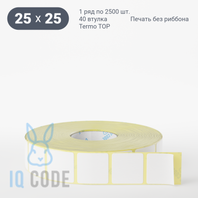 Термоэтикетка ТОП 25х25, втулка 40 мм (к) (рядов 1 по 2500 шт)  IQ code	