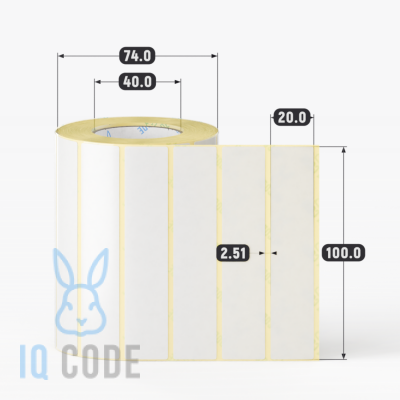 Термотрансферная этикетка 100х20 полуглянцевая, втулка 40 мм (к) (рядов 1 по 1000 шт)  IQ code	