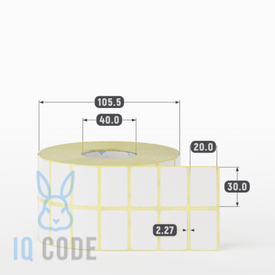 Термоэтикетка ЭКО 30х20, втулка 40 мм (к) (рядов 2 по 2500 шт)  IQ code	