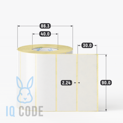 Термотрансферная этикетка 90х30 полуглянцевая, втулка 40 мм (к) (рядов 1 по 1000 шт)  IQ code	