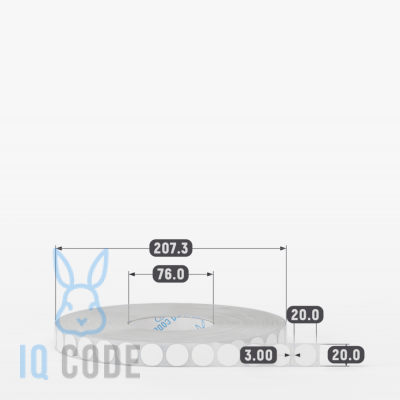 Полипропиленовая этикетка 20х20 белая, втулка 76 мм (к) (рядов 1 по 10000 шт) круглая IQ code	