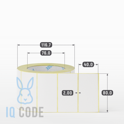 Термоэтикетка ЭКО 80х40, втулка 76 мм (к) (рядов 1 по 1000 шт)  IQ code	
