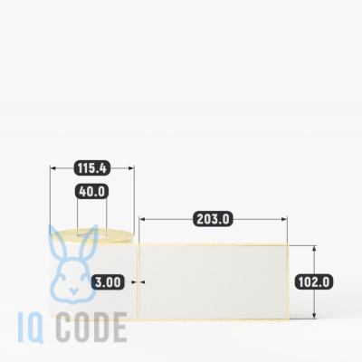 Термоэтикетка ТОП 102х203, втулка 40 мм (к) (рядов 1 по 300 шт)  IQ code	