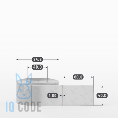 Этикетка самоклеящаяся с печатью 40х60 (рядов 1 по 500 шт) Прозрачный полипропилен в рулоне, втулка 40 мм (к) IQ code + Черная метка