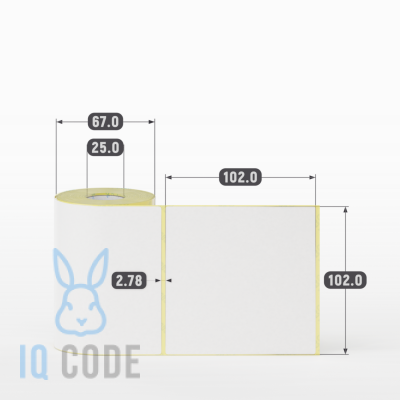 Термоэтикетка ЭКО 102х102, втулка 25 мм (к) (рядов 1 по 200 шт)  IQ code	
