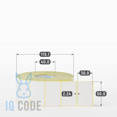 Термоэтикетка ЭКО 50х30, втулка 40 мм (к) (рядов 1 по 2000 шт)  IQ code	