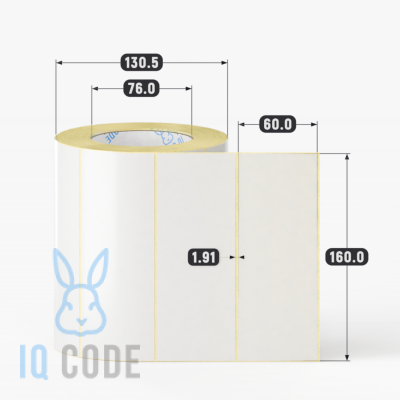 Термотрансферная этикетка 160х60 полуглянцевая, втулка 76 мм (к) (рядов 1 по 1000 шт)  IQ code	