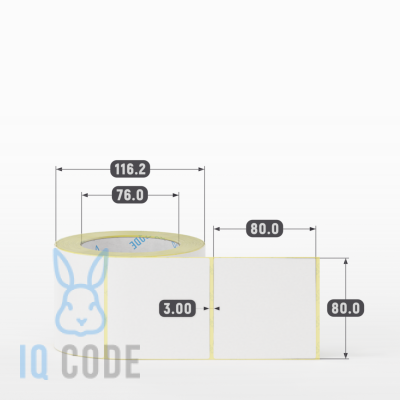 Термоэтикетка ЭКО 80х80, втулка 76 мм (к) (рядов 1 по 500 шт)  IQ code	