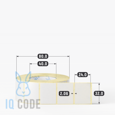 Термотрансферная этикетка 32х24 полуглянцевая, втулка 40 мм (к) (рядов 1 по 1000 шт)  IQ code	