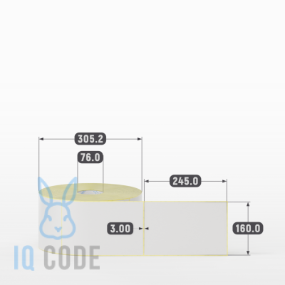 Термотрансферная этикетка 160х245 (рядов 1 по 2 000 шт) Полуглянец Намотка внутрь в рулоне, втулка 76 мм (к) IQ code
