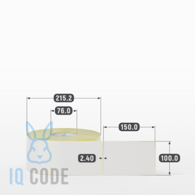 Термотрансферная этикетка Подложка PET23 100х150 полуглянцевая, втулка 76 мм (к) (рядов 1 по 1500 шт) IQ code	