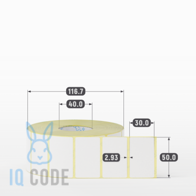 Термоэтикетка ТОП 50х30, втулка 40 мм (к) (рядов 1 по 2000 шт) IQ code Термоэтикетка ТОП 50х30, втулка 40 мм (к) (рядов 1 по 2000 шт) IQ code