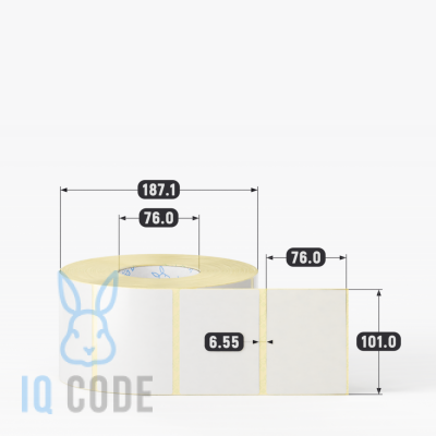 Термотрансферная этикетка 101х76 полуглянцевая втулка 76 мм (к) (рядов 1 по 2000) IQ code	