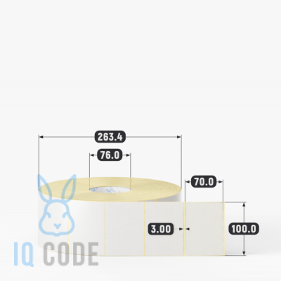 Термотрансферная этикетка 100х70 полуглянцевая, втулка 76 мм (к) (рядов 1 по 5000 шт)  IQ code	