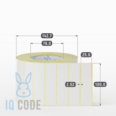 Термотрансферная этикетка 100х25 полуглянцевая, втулка 76 мм (к) (рядов 1 по 3000 шт)  IQ code	