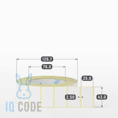 Термоэтикетка ТОП 43х25, втулка 76 мм (к) (рядов 1 по 2000 шт) IQ code Термоэтикетка ТОП 43х25, втулка 76 мм (к) (рядов 1 по 2000 шт) IQ code
