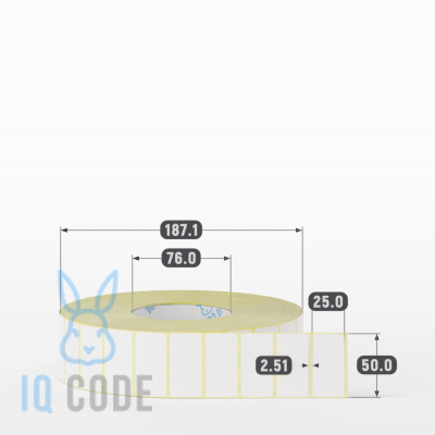 Термоэтикетка ЭКО 50х25, втулка 76 мм (к) (рядов 1 по 6000 шт)  IQ code	