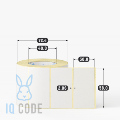 Термоэтикетка ЭКО 58х30, втулка 40 мм (к) (рядов 1 по 600 шт)  IQ code	