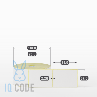 Термоэтикетка ЭКО 57х76, втулка 25 мм (к) (рядов 1 по 930 шт) + Перфорация 2 мм рез 1 мм пробел 	