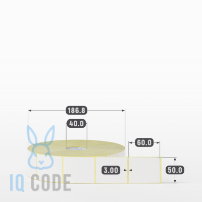 Термоэтикетка ЭКО 50х60, втулка 40 мм (к) (рядов 1 по 3000 шт)  IQ code	
