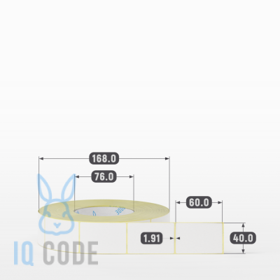 Термоэтикетка ЭКО 40х60, втулка 76 мм (к) (рядов 1 по 2000 шт)  IQ code	