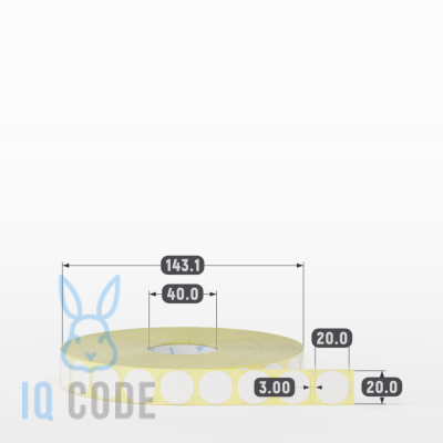 Термоэтикетка ЭКО 20х20, втулка 40 мм (к) (рядов 1 по 5000 шт) круглая IQ code Термоэтикетка ЭКО 20х20, втулка 40 мм (к) (рядов 1 по 5000 шт) круглая IQ code