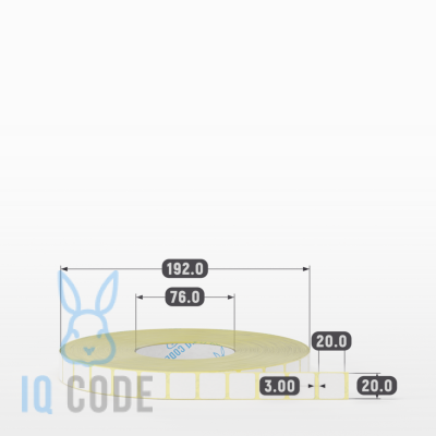 Термоэтикетка ТОП 20х20, втулка 76 мм (к) (рядов 1 по 8000 шт) IQ code Термоэтикетка ТОП 20х20, втулка 76 мм (к) (рядов 1 по 8000 шт) IQ code