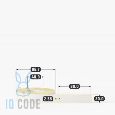 Термоэтикетка ЭКО 20х80, втулка 40 мм (к) (рядов 1 по 500 шт)  IQ code	