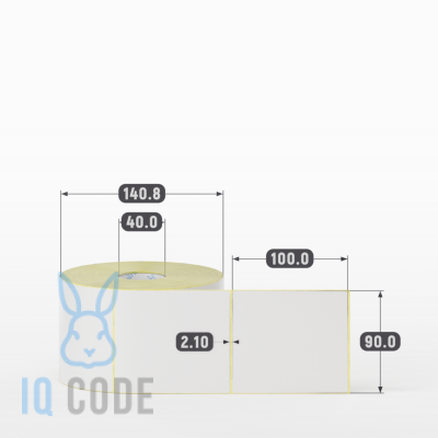 Термотрансферная этикетка 90х100 полуглянцевая, втулка 40 мм (к) (рядов 1 по 1000 шт)  IQ code	