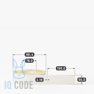 Термотрансферная этикетка 50х150 полуглянцевая, втулка 76 мм (к) (рядов 1 по 1000 шт)  IQ code	