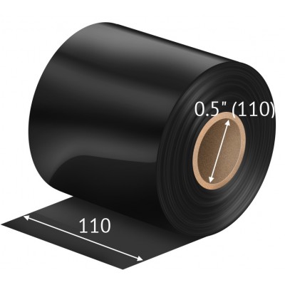 Риббон (красящая лента) Wax W100 110	мм х 74 м Out черный, втулка 0.5 дюйма (110мм ширина) IQ code