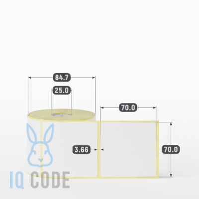 Термоэтикетка ЭКО 70х70, втулка 25 мм (к) (рядов 1 по 500 шт)  IQ code	