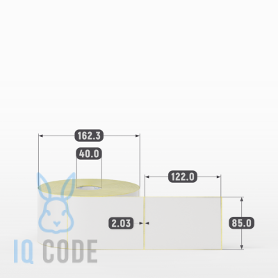 Термотрансферная этикетка 85х122 полуглянцевая, втулка 40 мм (к) (рядов 1 по 1000 шт)  IQ code	