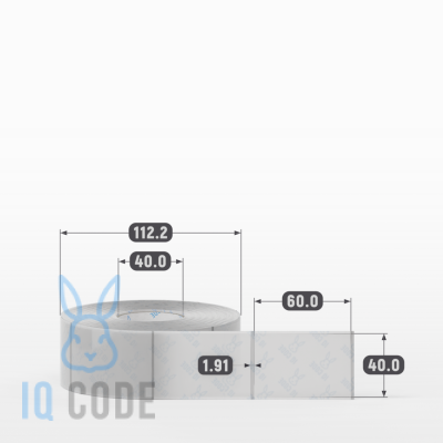 Этикетка самоклеящаяся с печатью 40х60 (рядов 1 по 1 000 шт) Прозрачный полипропилен в рулоне, втулка 40 мм (к) IQ code + Черная метка