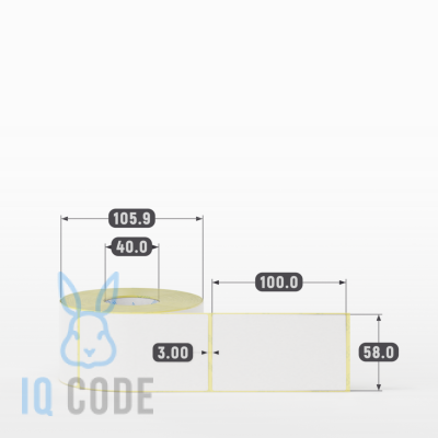 Термоэтикетка ТОП 58х100, втулка 40 мм (к) (рядов 1 по 500 шт)  IQ code	