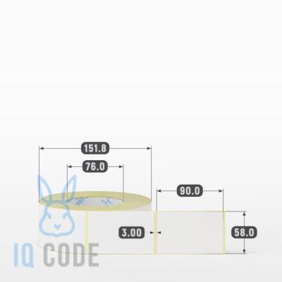 Термоэтикетка ТОП 58х90, втулка 76 мм (к) (рядов 1 по 1000 шт)  IQ code	