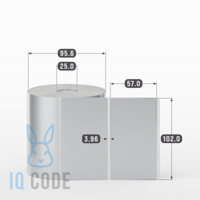 Этикетка 102х57, втулка 25 мм (к) (рядов 1 по 1000 шт) PET Matt Silver IQ code Этикетка 102х57, втулка 25 мм (к) (рядов 1 по 1000 шт) PET Matt Silver IQ code