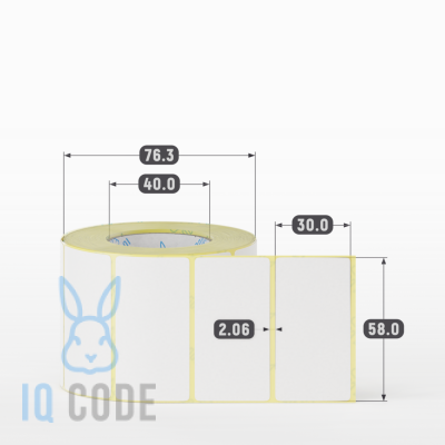 Термоэтикетка ЭКО 58х30 (рядов 1 по 700 шт) в рулоне, втулка 40 мм (к) IQ code Термоэтикетка ЭКО 58х30 (рядов 1 по 700 шт) в рулоне, втулка 40 мм (к) IQ code