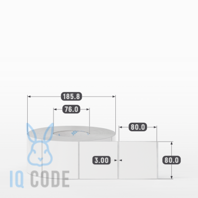 Полипропиленовая этикетка 80х80 белая, втулка 76 мм (к) (рядов 1 по 2000 шт)  IQ code	