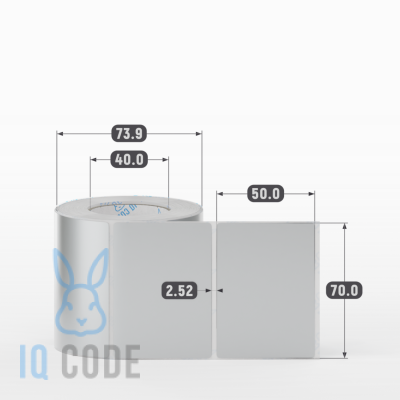 Этикетка 70х50, втулка 40 мм (к) (рядов 1 по 500 шт) PET Matt Silver IQ code Этикетка 70х50, втулка 40 мм (к) (рядов 1 по 500 шт) PET Matt Silver IQ code