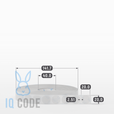 Полипропиленовая этикетка 20х20 прозрачная, втулка 40 мм (к) (рядов 1 по 5000 шт) круглая IQ code	