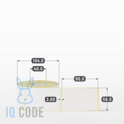 Термоэтикетка ЭКО 58х90, втулка 40 мм (к) (рядов 1 по 550 шт)  IQ code	