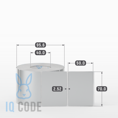 Этикетка 70х50, втулка 40 мм (к) (рядов 1 по 1000 шт) PET Matt Silver IQ code Этикетка 70х50, втулка 40 мм (к) (рядов 1 по 1000 шт) PET Matt Silver IQ code